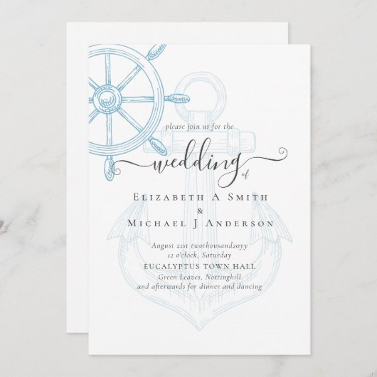 Nautical Ships Wheel Wedding (Voorkant / Achterkant)