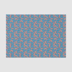 Nautical Shrimp Prawn and Coral Aqua Blue Pattern Tissuepapier
