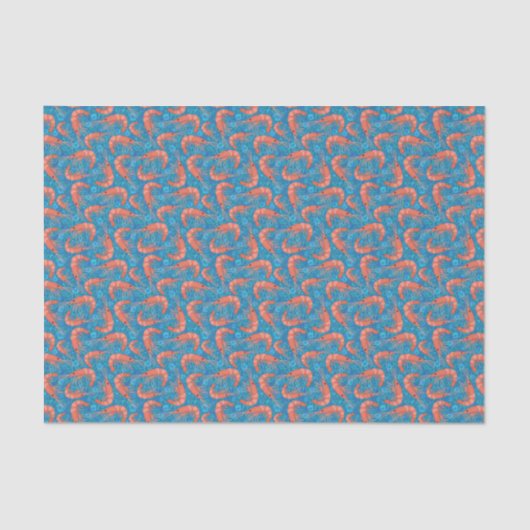 Nautical Shrimp Prawn and Coral Aqua Blue Pattern Tissuepapier (Voorkant)