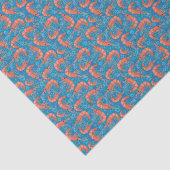 Nautical Shrimp Prawn and Coral Aqua Blue Pattern Tissuepapier (Detail)