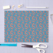 Nautical Shrimp Prawn and Coral Aqua Blue Pattern Tissuepapier (Craft)