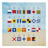 Nautical Signal Flag Alphabet and Beach Perfect Poster (Voorkant)