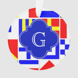 Nautical Signal Flags Royal Quatrefoil Monogram Ornament