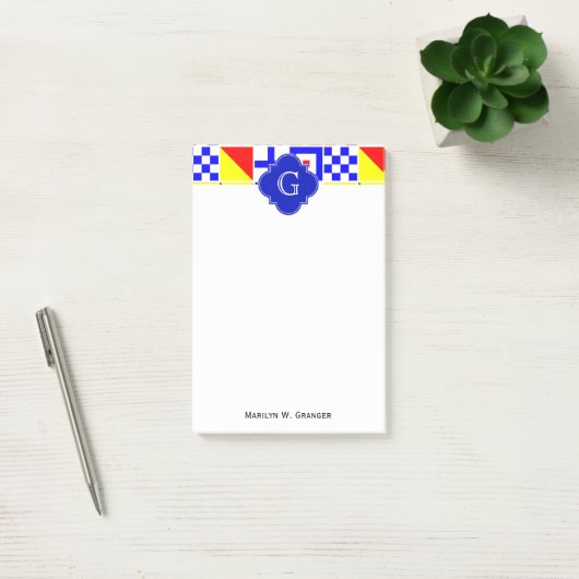 Nautical Signal Flags Royal Quatrefoil Monogram Post-it® Notes (Kantoor)