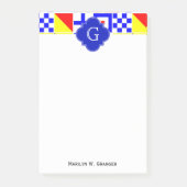 Nautical Signal Flags Royal Quatrefoil Monogram Post-it® Notes (Voorkant)