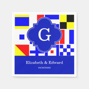 Nautical Signal Flags Royal Quatrefoil Monogram Servetten