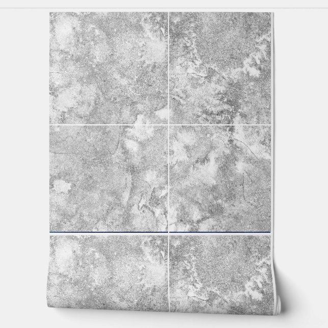 Nautical Silver Grey Waterverf Faux Tegels Behang (Afrollen)