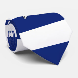 Nautical Silver Star op marine blue Stripes Stropdas