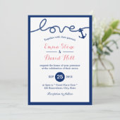 Nautical Simple Border Anchor & Rope Wedding Kaart (Staand voorkant)