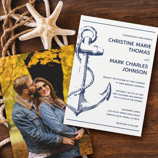 Nautical Sketch Anchor Photo Weddenschap Kaart