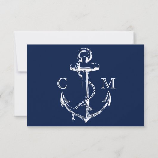 Nautical Sketch Anchor | RSVP Kaart (Achterkant)