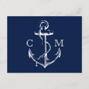 Nautical Sketch Anchor RSVP van maankeuze Uitnodiging Briefkaart