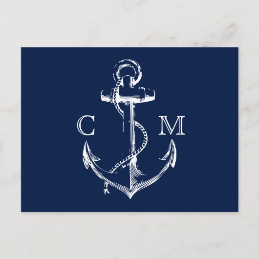 Nautical Sketch Anchor | RSVP van maankeuze Uitnodiging Briefkaart (Voorkant)