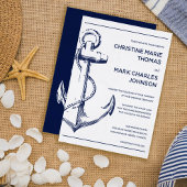 Nautical Sketch Anchor Wedding Invitation Kaart