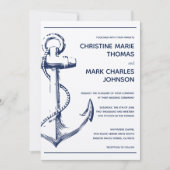Nautical Sketch Anchor Wedding Invitation Kaart (Voorkant)