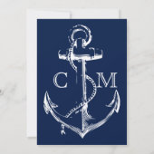 Nautical Sketch Anchor Wedding Invitation Kaart (Achterkant)
