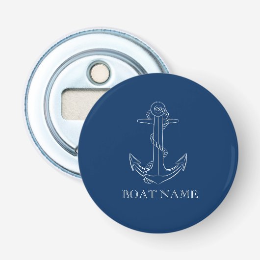 Nautical Spirit Anchor Navy Blue Button Flesopener (Voorkant)