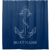 Nautical Spirit Anchor Navy Blue Douchegordijn (Voorkant)