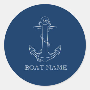 Nautical Spirit Anchor Navy Blue Ronde Sticker