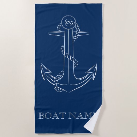 Nautical Spirit Anchor Navy Blue Strandlaken (Voorkant)