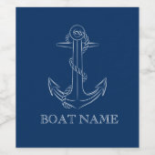 Nautical Spirit Anchor Navy Blue Wijn Etiket (Enkel label)