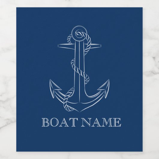 Nautical Spirit Anchor Navy Blue Wijn Etiket (Enkel label)