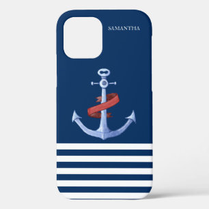 Nautical Spirit Anker, Marineblauw iPhone 12 Hoesje