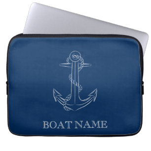 Nautical Spirit Anker Marineblauw Laptop Sleeve