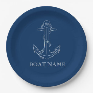 Nautical Spirit Anker Marineblauw Papieren Bordje