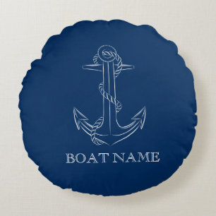 Nautical Spirit Anker Marineblauw Rond Kussen