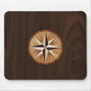 Nautical Star Dark Wood Marquetry Kijk uit Muismat
