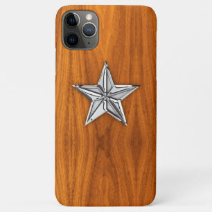 Nautical Star on Teak Veneer Style iPhone 11 Pro Max Hoesje