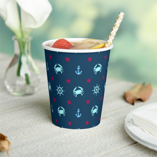 Nautical Star Pattern Papieren Bekers (Insitu)