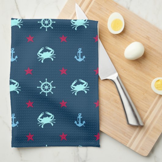 Nautical Star Pattern Theedoek (Quarter Fold)