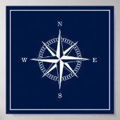Nautical Star Poster - Navy Blue en White (Voorkant)