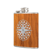 Nautical Star van Chrome op Teak Print Heupfles (Links)