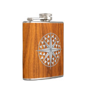 Nautical Star van Chrome op Teak Print Heupfles (Rechts)