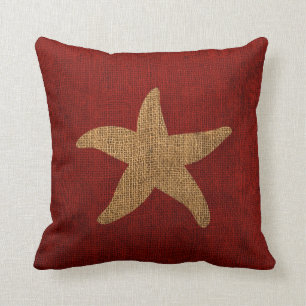 Nautical Starfish in Rustic Red en reverse Kussen