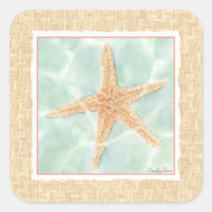 Nautical Starfish in Water Vierkante Sticker