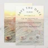 Nautical Starfish Name Beach Sunset Save the Date Kaart (Voorkant / Achterkant)