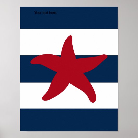 Nautical Starfish print rood, marjoin en wit (Voorkant)