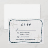 Nautical Starfish & Twine Lijst Wedding RSVP (Voorkant / Achterkant)