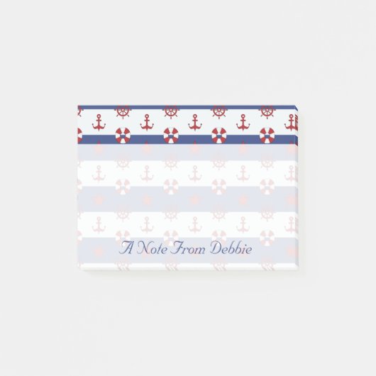 Nautical Stars & Stripes Patroon | Jouw namen toev Post-it® Notes (Voorkant)