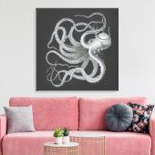 Nautical Steampunk Octopus Kraken Draken Drawing Canvas Afdruk (Insitu (Woonkamer))