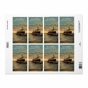  Nautical Steamship Oceanic Art Bookplate Etiket