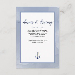 #Nautical Steel Blue Waterverf #Wedding Details Informatiekaartje