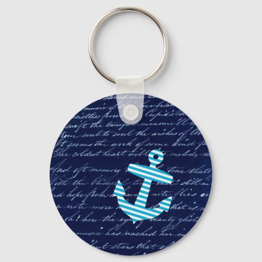 Nautical Stripe anchor handschrift Sleutelhanger (Voorkant)