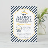 Nautical Stripe Baby Boy Douche Uitnodiging (Staand voorkant)