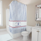  Nautical Stripe Monogram Boat Name Shower Curtain Douchegordijn (In situ)