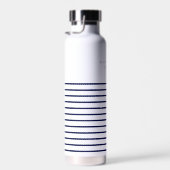 Nautical Stripe Navy Blue Stylish Modern Wa Waterfles (Rechts)